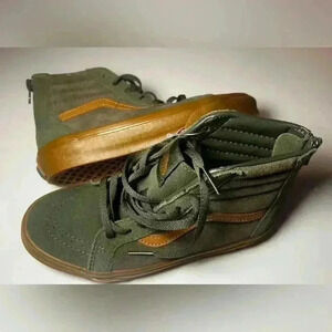 VANS Kids Sk8 Mid Reissue V Green Suede Shoes Sneakers Child Size 3 Gum Bottoms